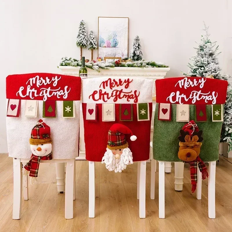 Festive Cartoon Christmas Chair Covers - Holiday Decoration Set