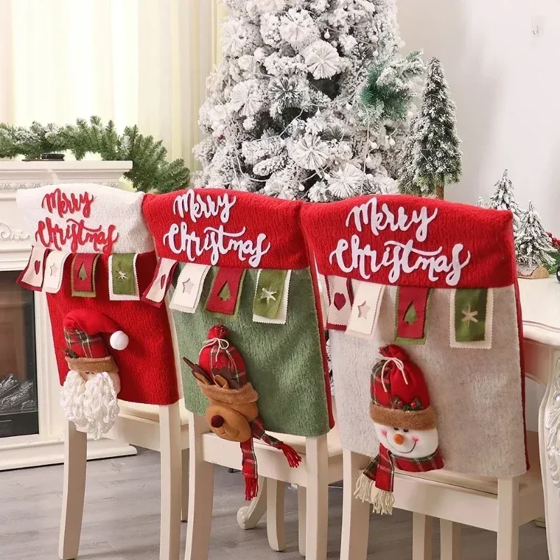 Festive Cartoon Christmas Chair Covers - Holiday Decoration Set