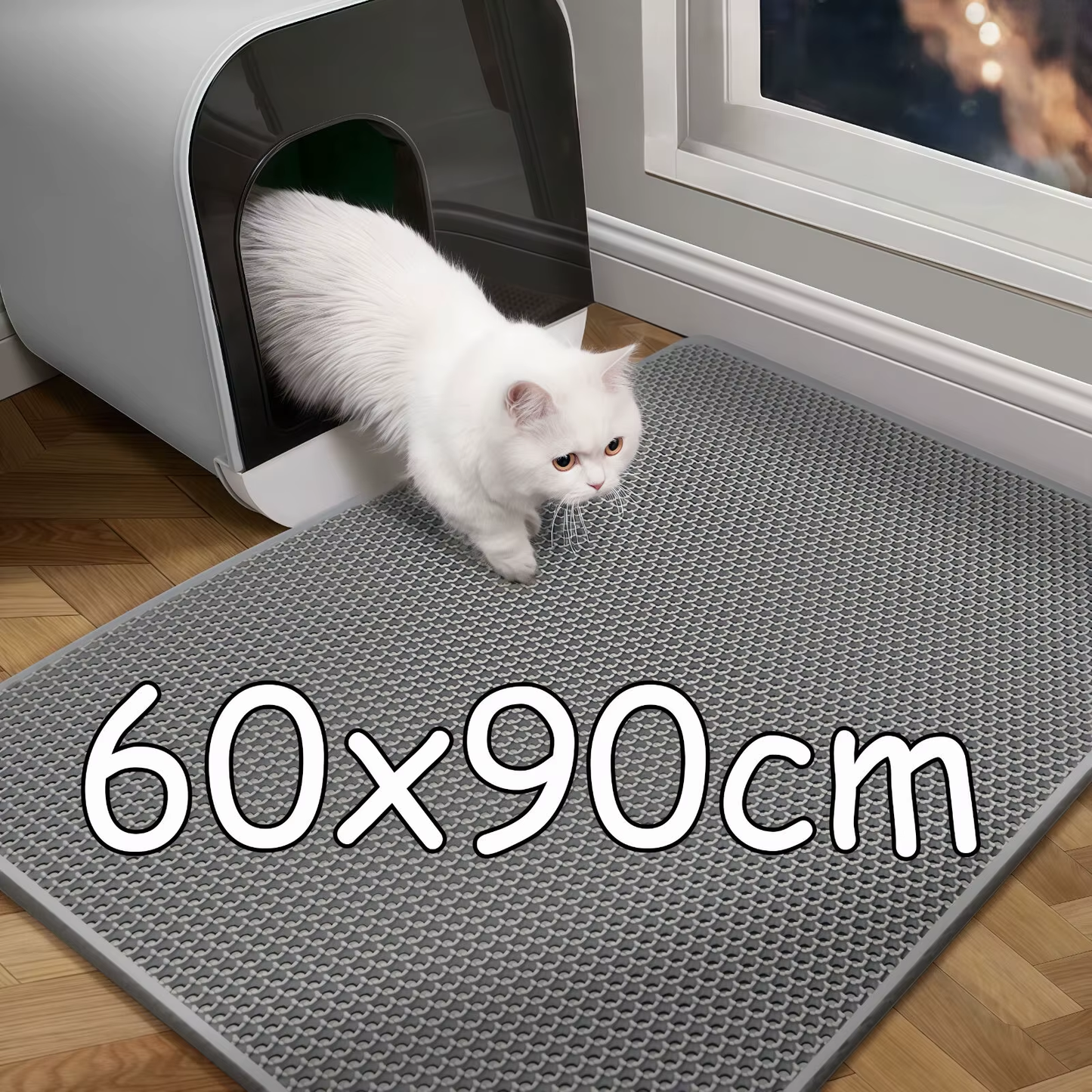 Waterproof Cat Litter Mat 60x90cm - Nonslip & Washable Double Layer Design