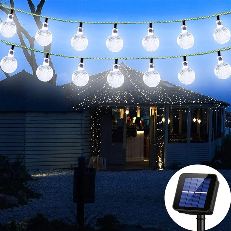 Waterproof Solar String Lights - 8 Modes Decorative Globe Garland for Outdoors