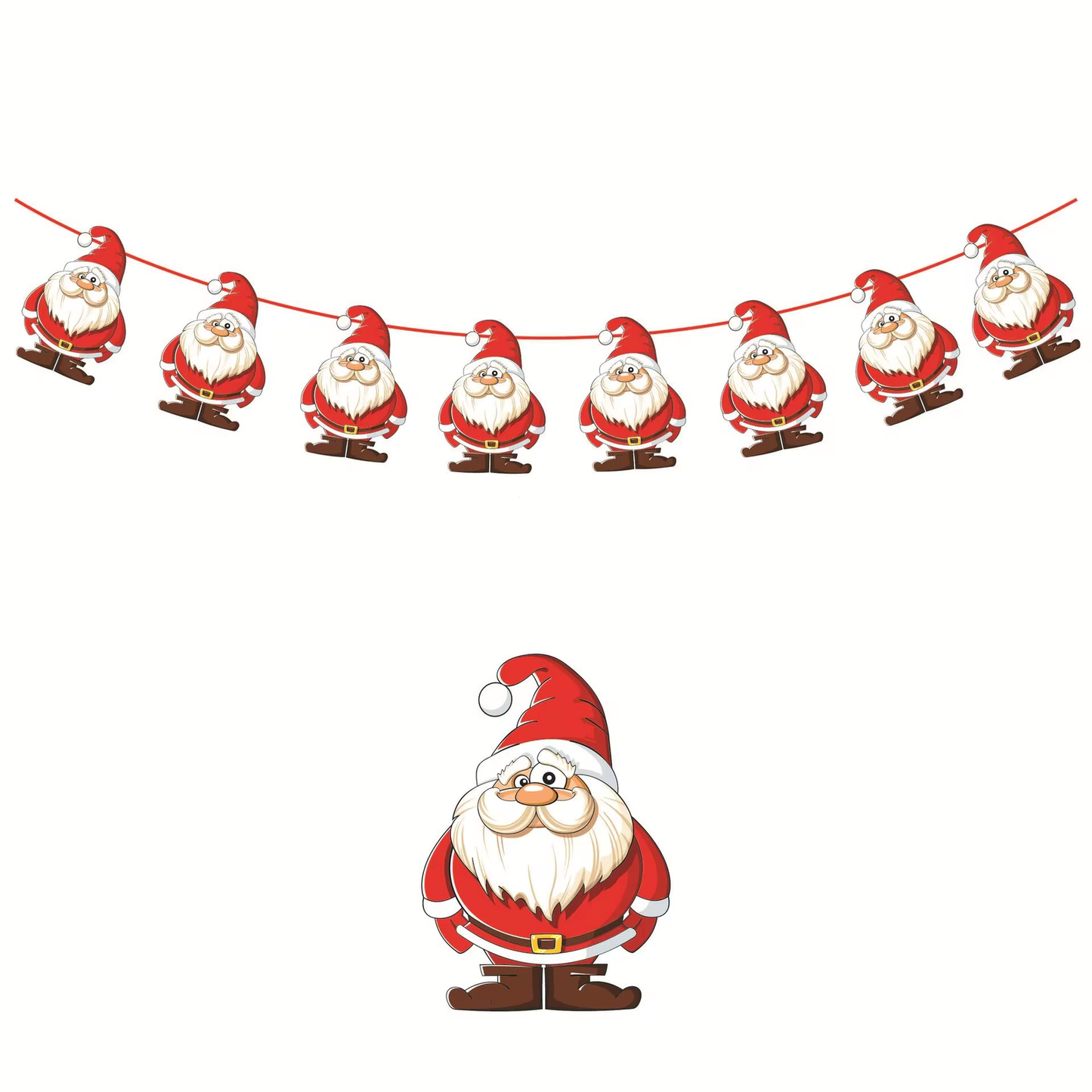 Merry Christmas Banner Garland Decor with Santa, Snowman & Elk for Home