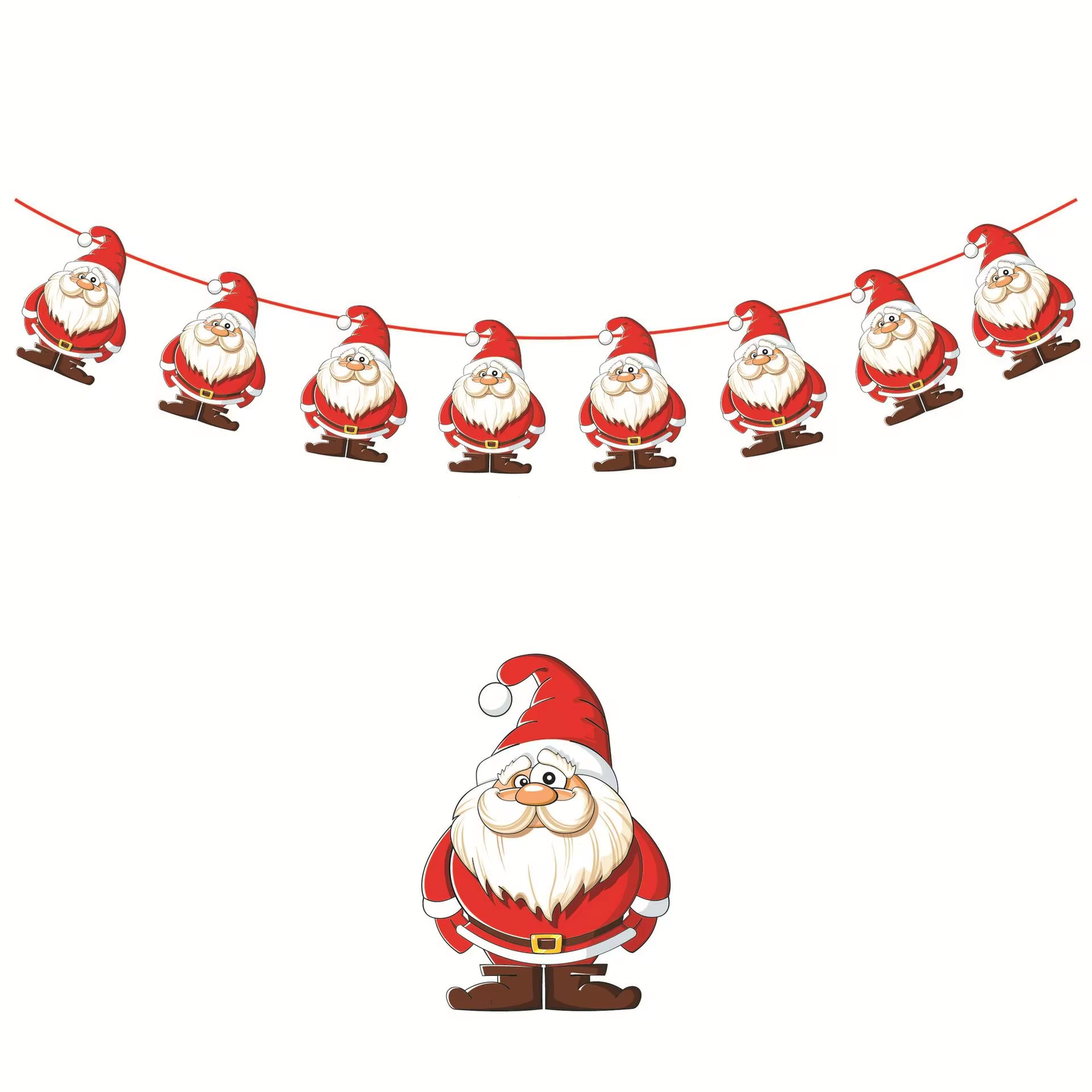 Merry Christmas Banner Garland Decor with Santa, Snowman & Elk for Home