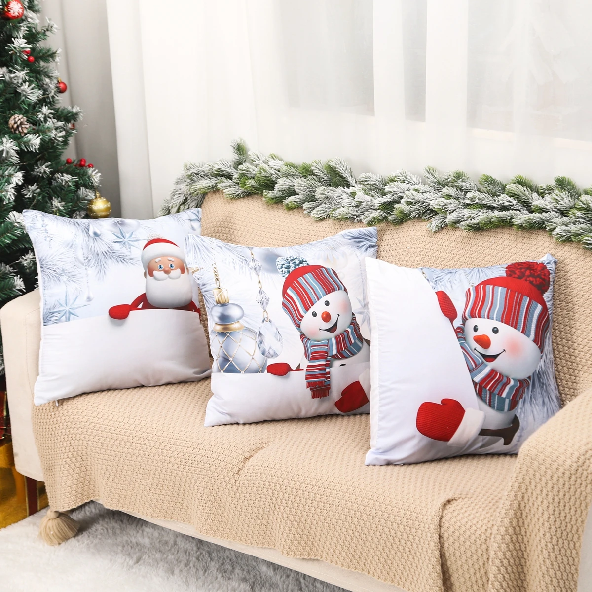 Merry Christmas Cushion Cover - Festive Home Decor