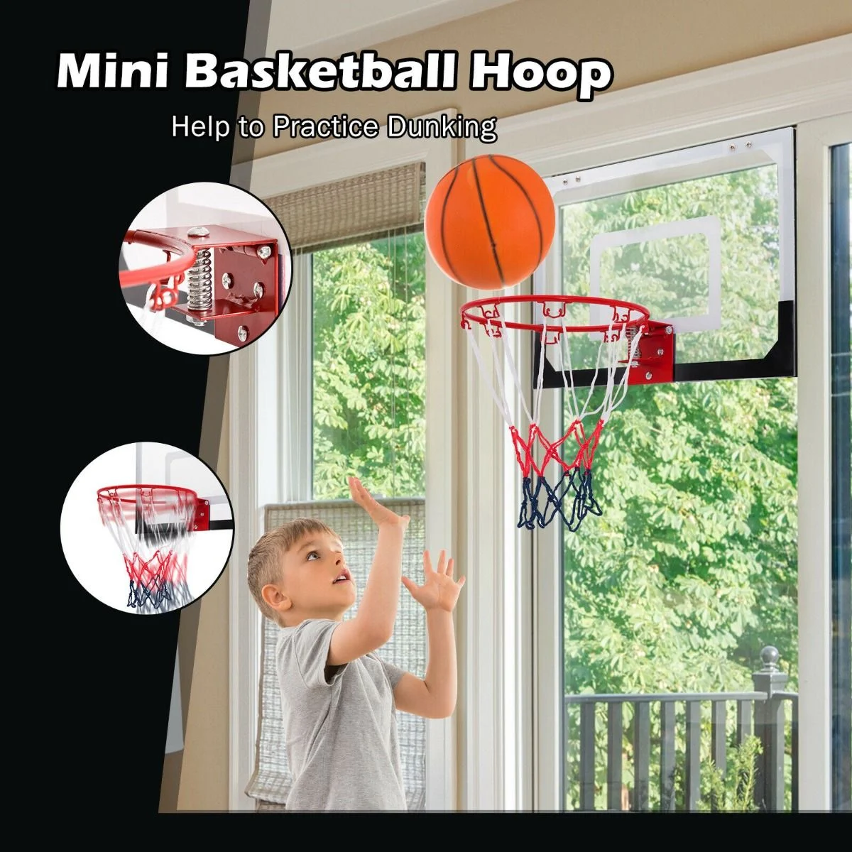 Mini Basketball Hoop with Shatterproof Backboard for Kid, Teen, Adult