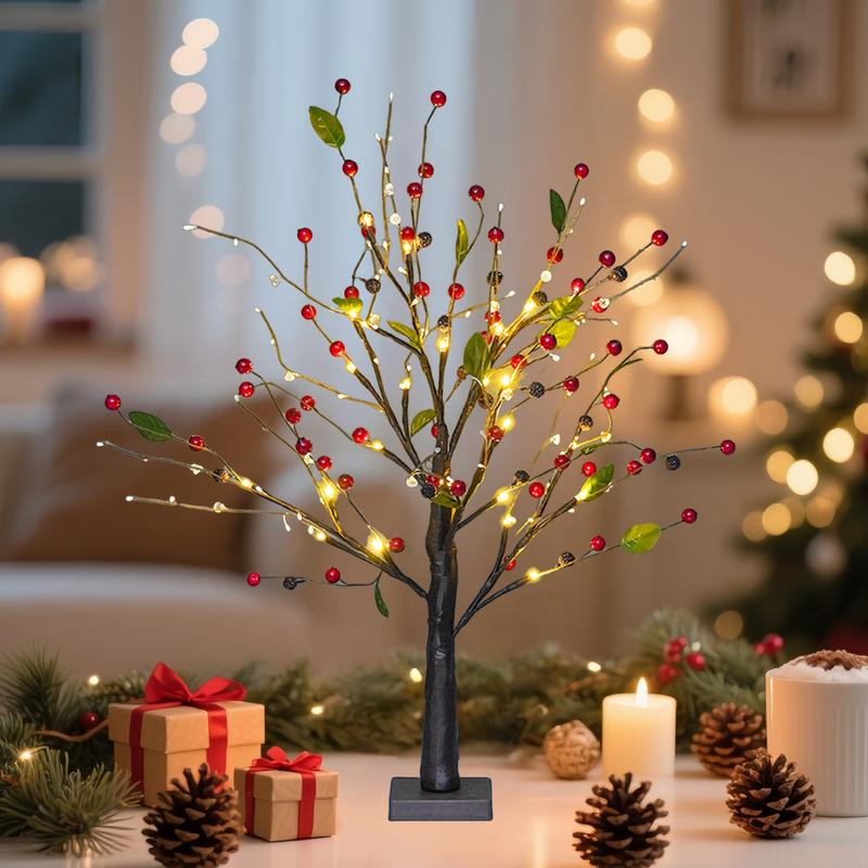 Red & Gold LED Fruit Tree Lights for Halloween, Christmas & Party Decor