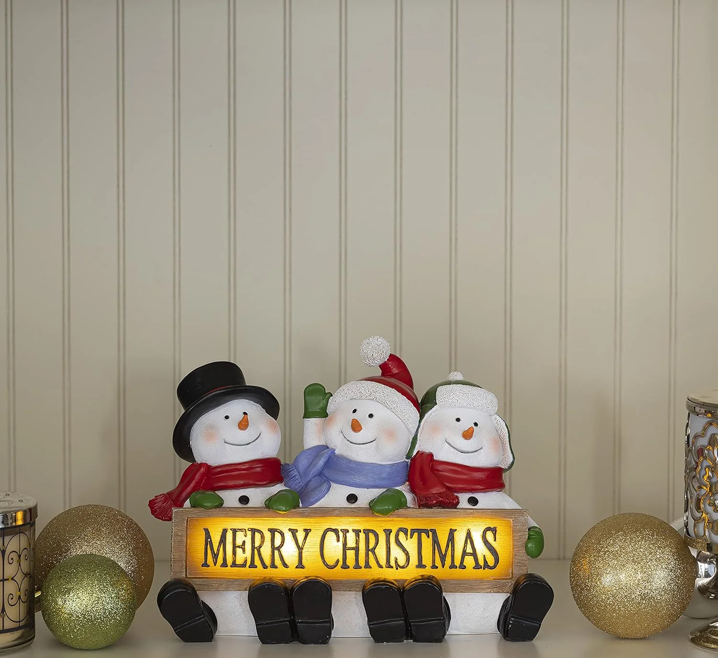 Lighted Snowman Trio - Festive LED Christmas Decor for Indoor Holiday Cheer
