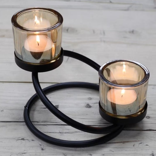 Centrepiece Iron Votive Candle Holder - 2 Cup Double Step