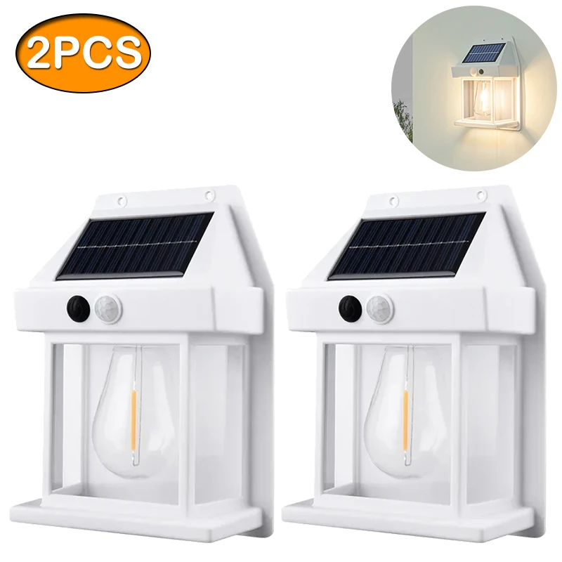 Solar Tungsten Night Lamp Intelligent Motion Sensor Wall Lamp 3 Lighting Modes W