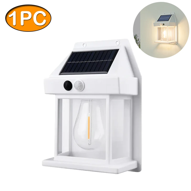 Solar Tungsten Night Lamp Intelligent Motion Sensor Wall Lamp 3 Lighting Modes W