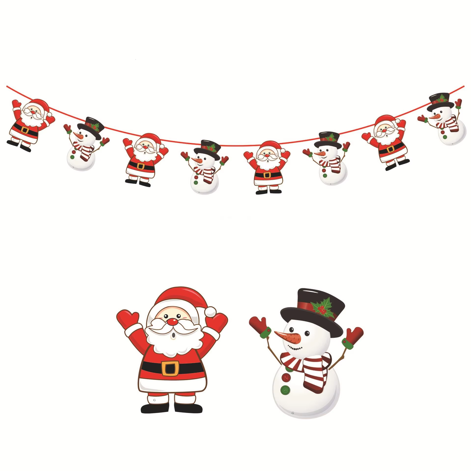 Merry Christmas Banner Garland Decor with Santa, Snowman & Elk for Home