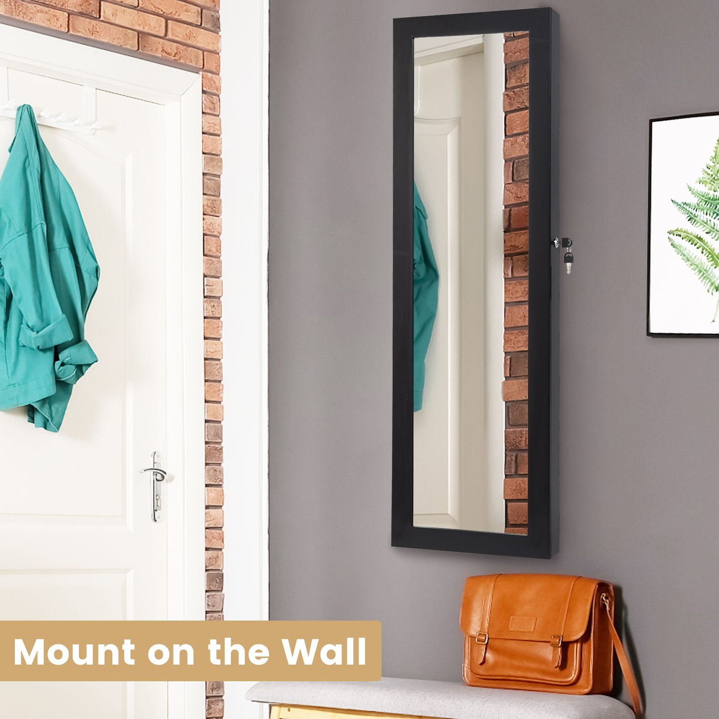 120Cm Full Length Lockable Mirror Jewelry Cabinet with 15 Leds