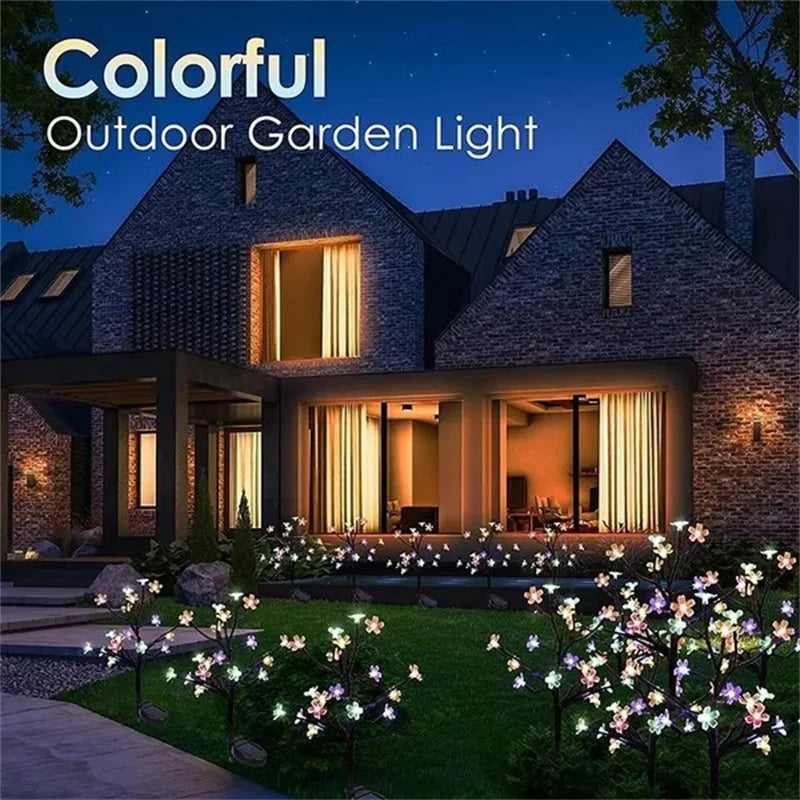 Outdoor Waterproof Solar Garden Lights Sakura/Sunflower Solar Powered Landscape Tree Lights with Battery Lights for Pathway