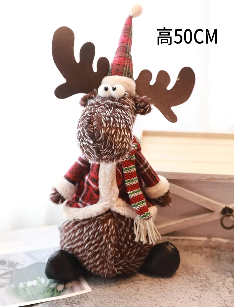 Christmas Elk Doll Figurine Ornaments Christmas Gift for Kid Christmas Decorations for Home Reindeer Christmas Gift Navidad 2021
