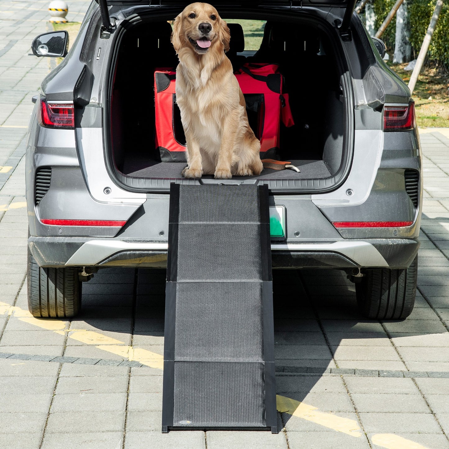 Folding Pet Ramp for XL Dogs W/ Non-Slip Surface, Portable Dog Ramp for Car
