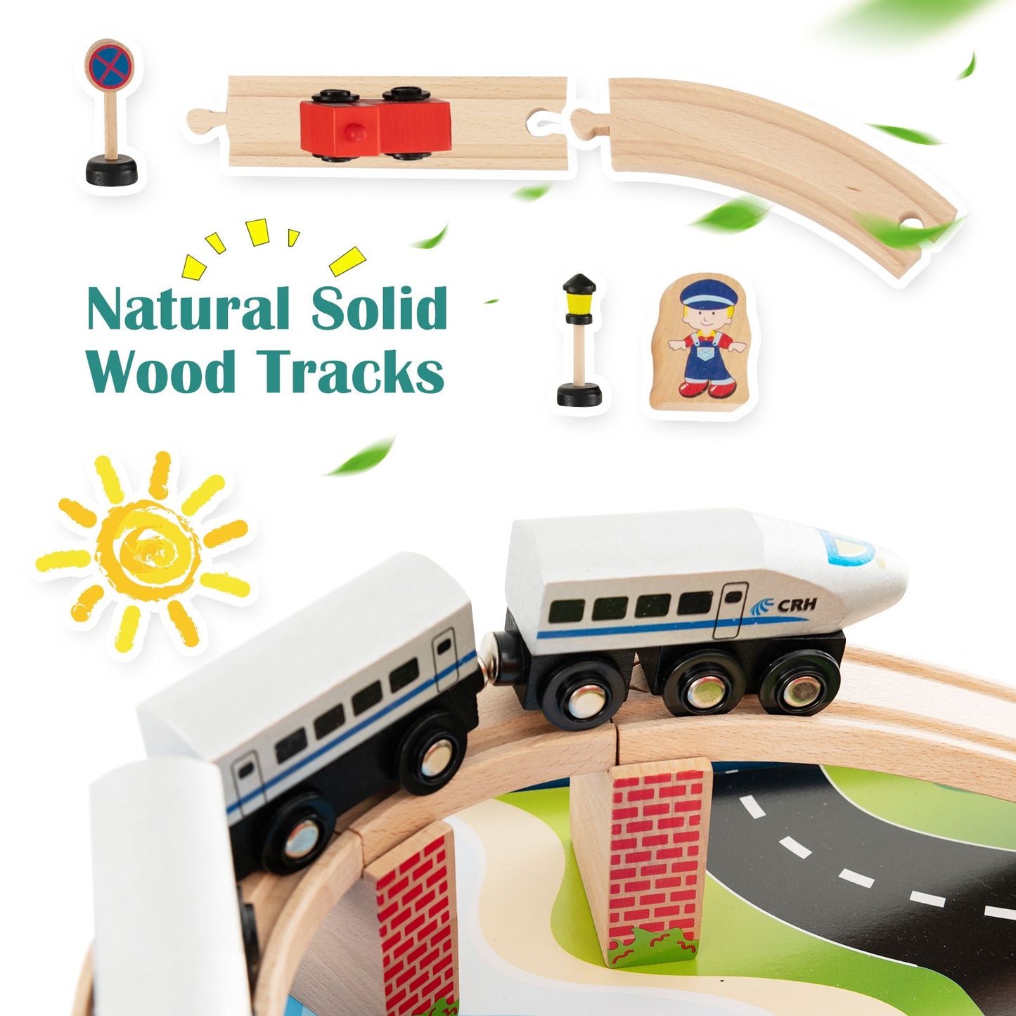80-Piece Wooden Activity Playset Featuring Reversible Tabletop