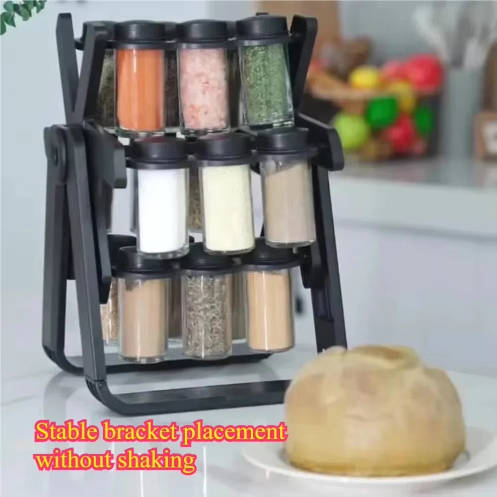 Household Rotating Storage Rack Rotating Glass Spice Rack Set
