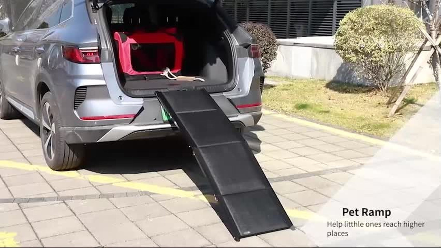 Folding Pet Ramp for XL Dogs W/ Non-Slip Surface, Portable Dog Ramp for Car
