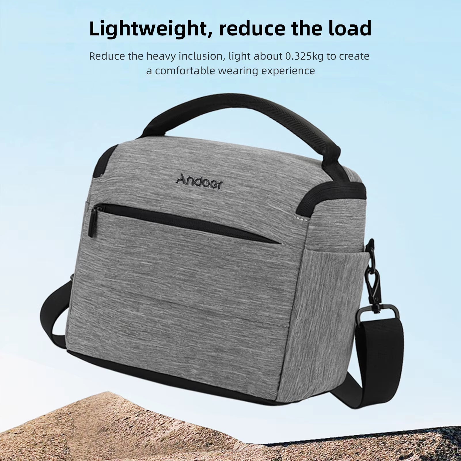 Stylish Cuboid DSLR Camera Shoulder Bag - Portable Polyester Case for 1 Camera, 2 Lenses & Accessories