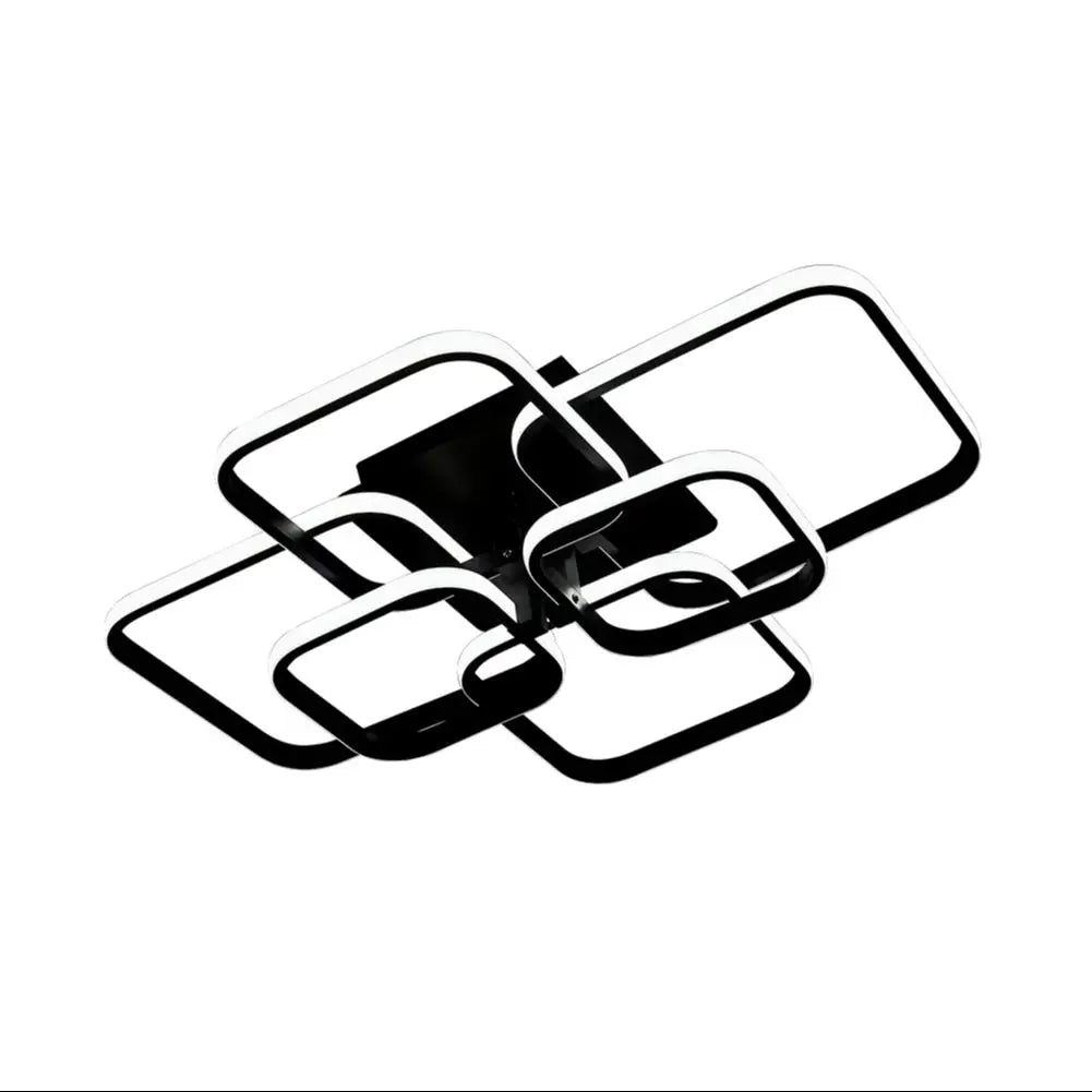 Sleek Modern Square LED Chandelier - Dimmable Cool White Light with Black Frame, 6 Heads