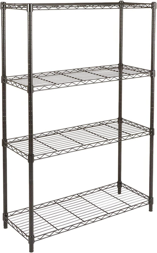 4-Shelf Storage Unit with Adjustable Shelves and Leveling Feet, 640 kg Capacity, Black, 35.6 cm D x 91.4 cm W x 137.1 cm H