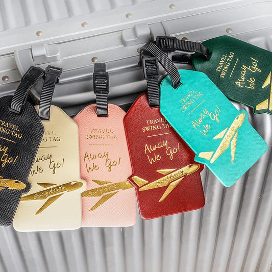 Stylish PU Leather Luggage Tag - Creative Travel Accessory for Men & Women, Portable ID Address Holder for Suitcases & Baggage