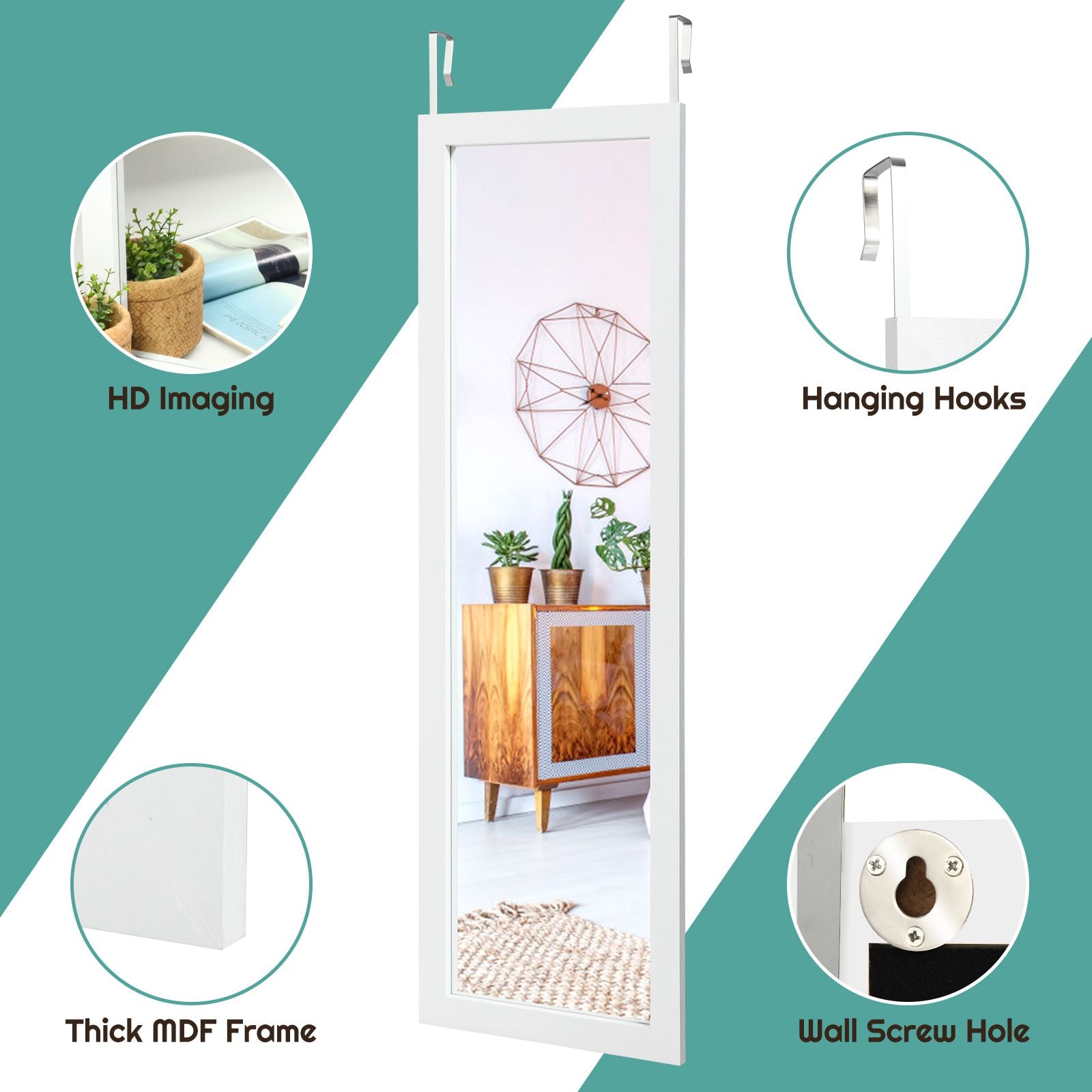 Wall-Mounted Full Body Dressing Mirror for Bedroom Use