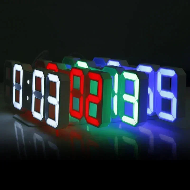 Sleek 3D LED Digital Alarm Clock - Stylish Wall Clock with Time, Date & Temperature for Home, Kitchen & Office Decor