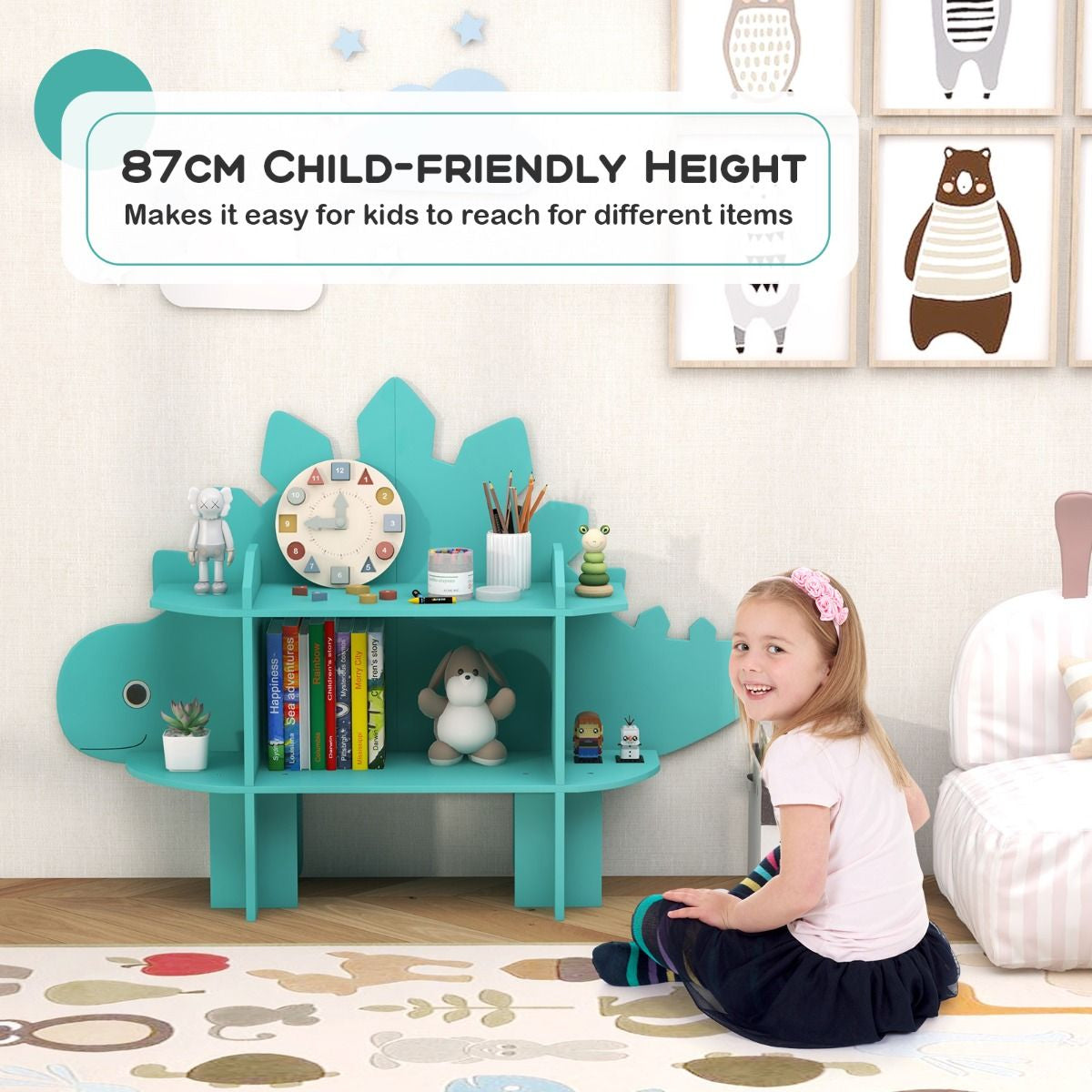 Children's Toy Storage Organizer with Anti-Tipping System for Playroom, Nursery, and Kindergarten