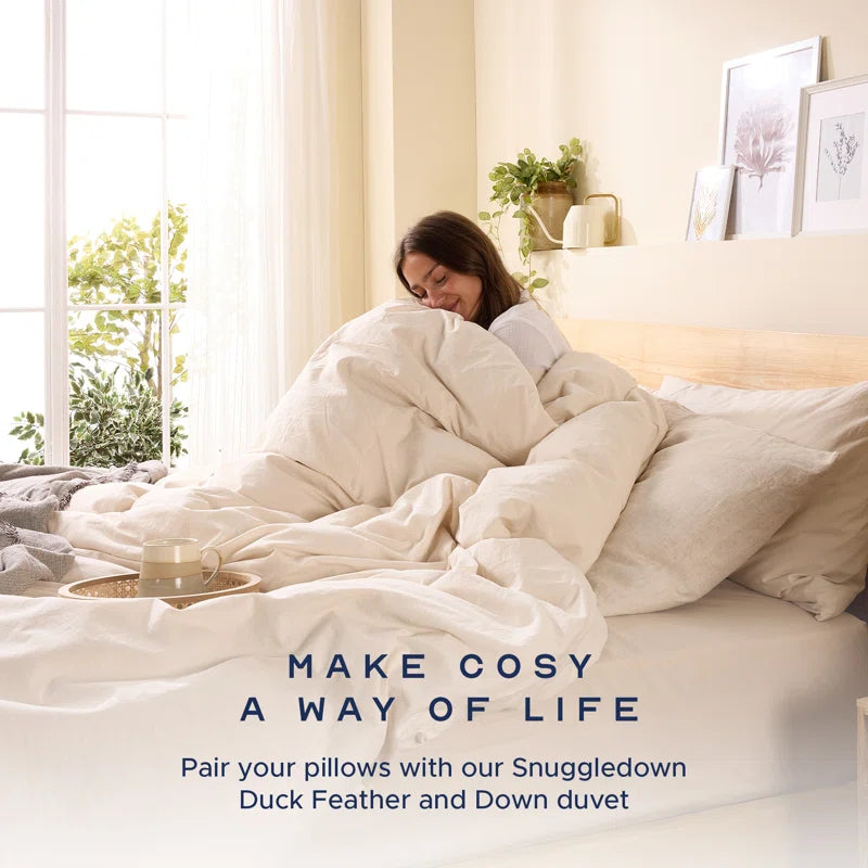 Scandinavian Duck Feather & down Pillow Medium Support Back Sleeper Pillow (Set of 2)