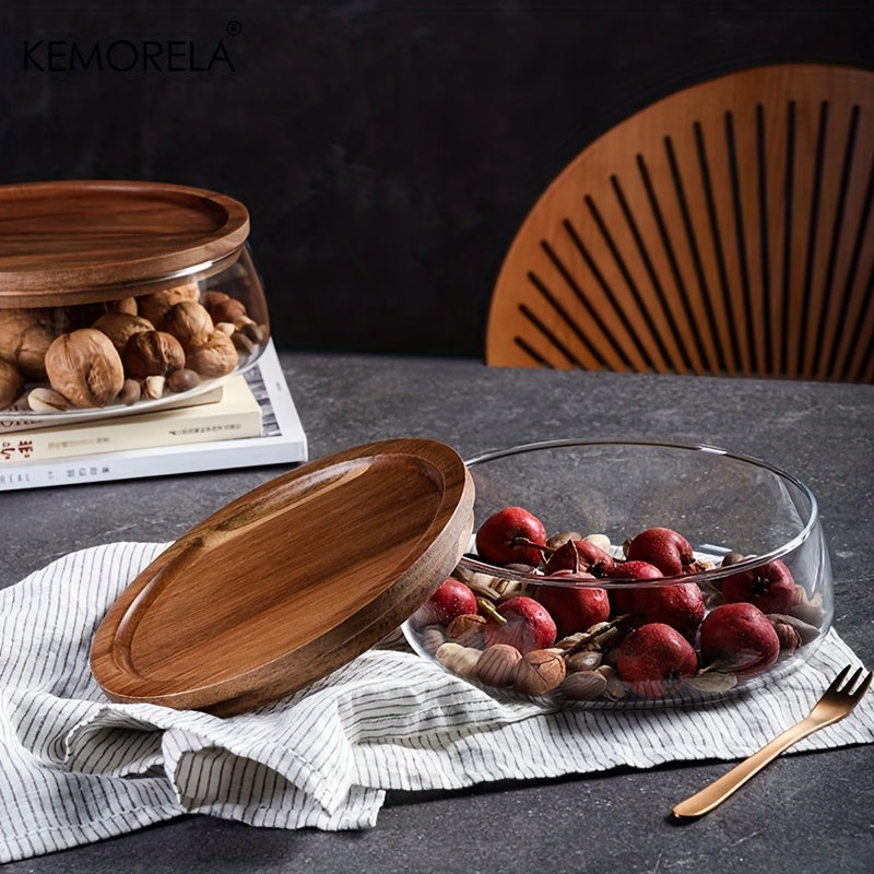 Wooden Trays Glass Bowl Nuts Fruits Food Container