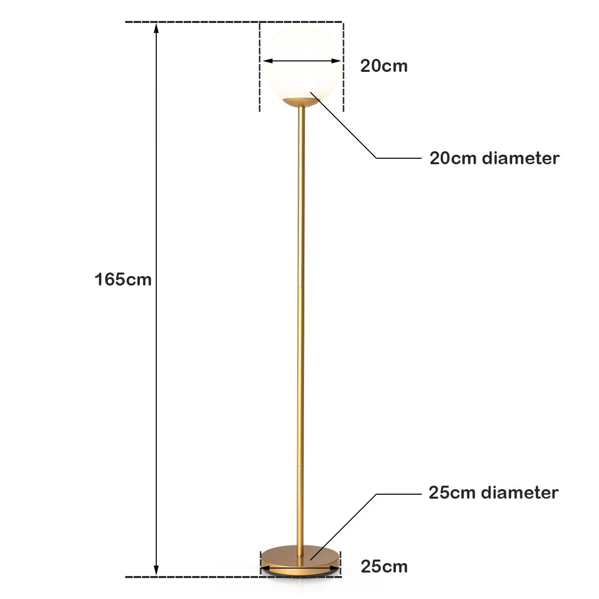 Acrylic-Shaded Globe Floor Lamp with Protective Cover