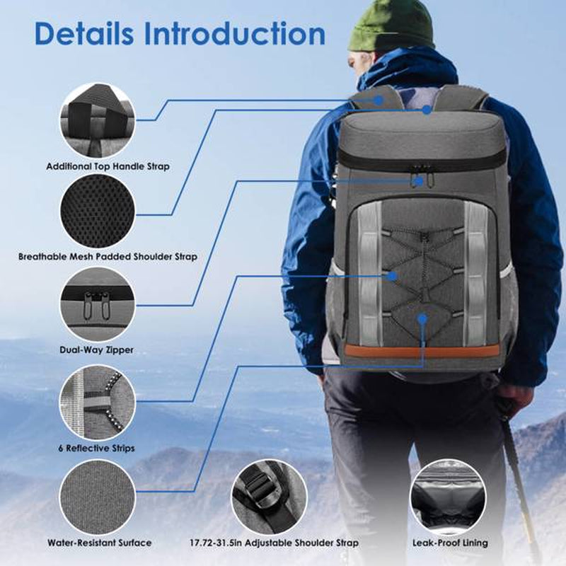 Leakproof Insulated Cooler Backpack - 36 Can Capacity for Picnics, Camping, Beach, ect