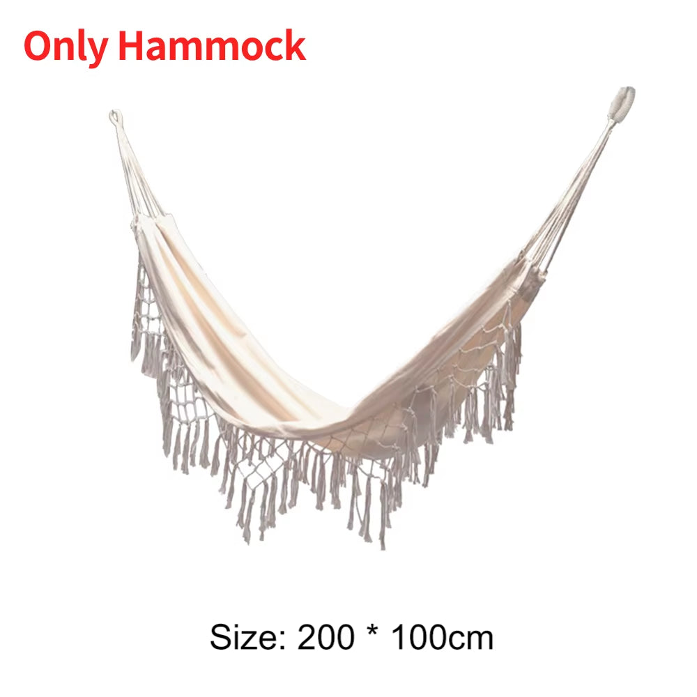 Outdoor Garden Hammock Tassel Canvas Swing Chair Hanging Bed Hiking Camping Hunting Foldable Hammock Photo Props