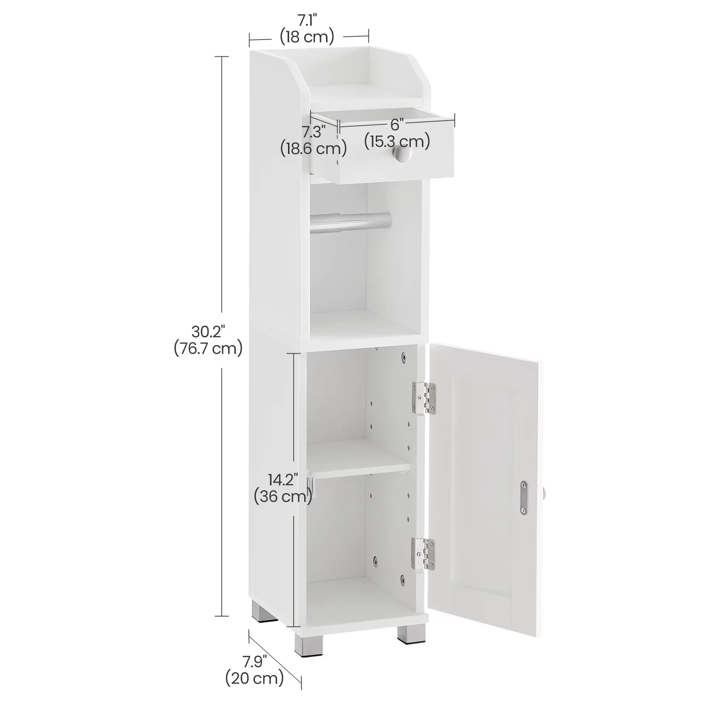 Compact Bathroom Storage Cabinet with Toilet Paper Holder - Stylish Organizer for Small Spaces