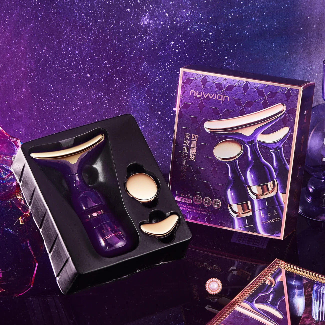 Rejuvenate Your Skin: 3-in-1 EMS Facial Lifting Device for Neck, Face & Eyes - Anti-Aging Massager for Youthful Glow