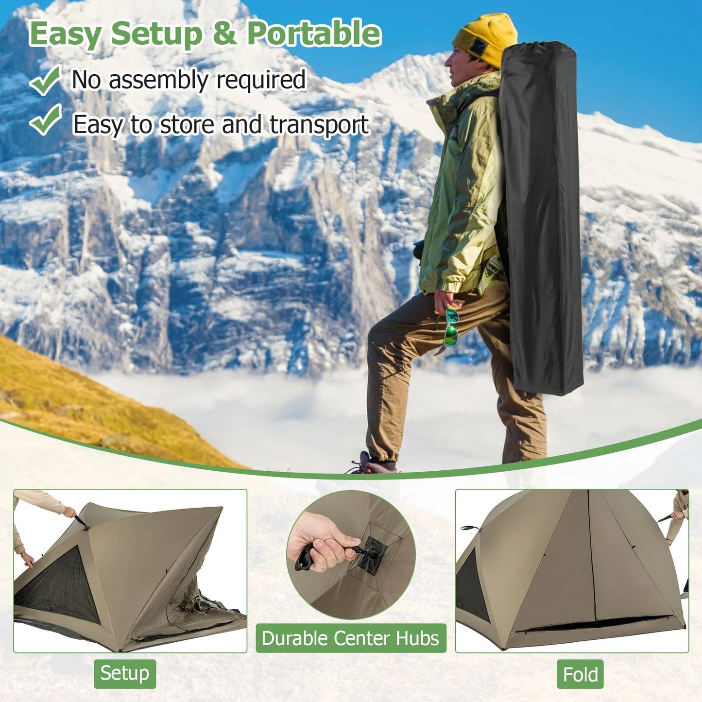 6-Sided Family Tent Featuring Rainfly, Skylight, Three Entrances, and Three Windows