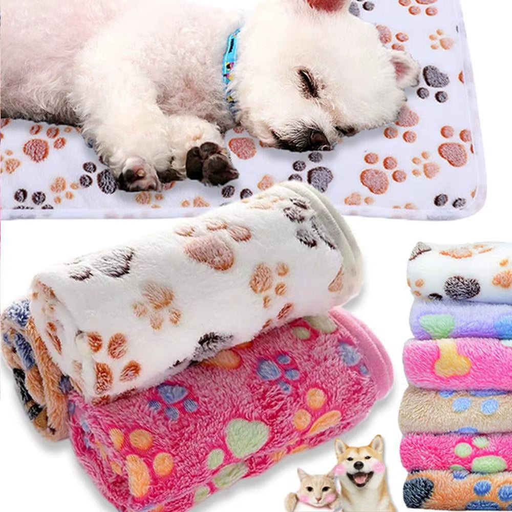 Cozy Cartoon Pet Blanket - Soft, Fluffy, and Warm Mat for Cats and Dogs