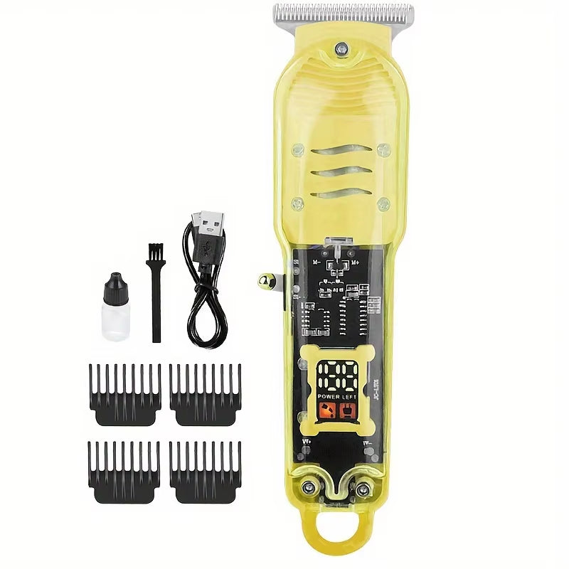 Professional Transparent Body Electric Hair Clipper - USB Rechargeable Trimmer for Men, Perfect Holiday Gift!