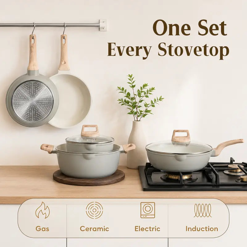 Elevate Your Cooking Experience with the New FDN 16-Pc Aesthetic Cookware Collection – Non-Toxic, Easy-Clean, and Induction Ready!