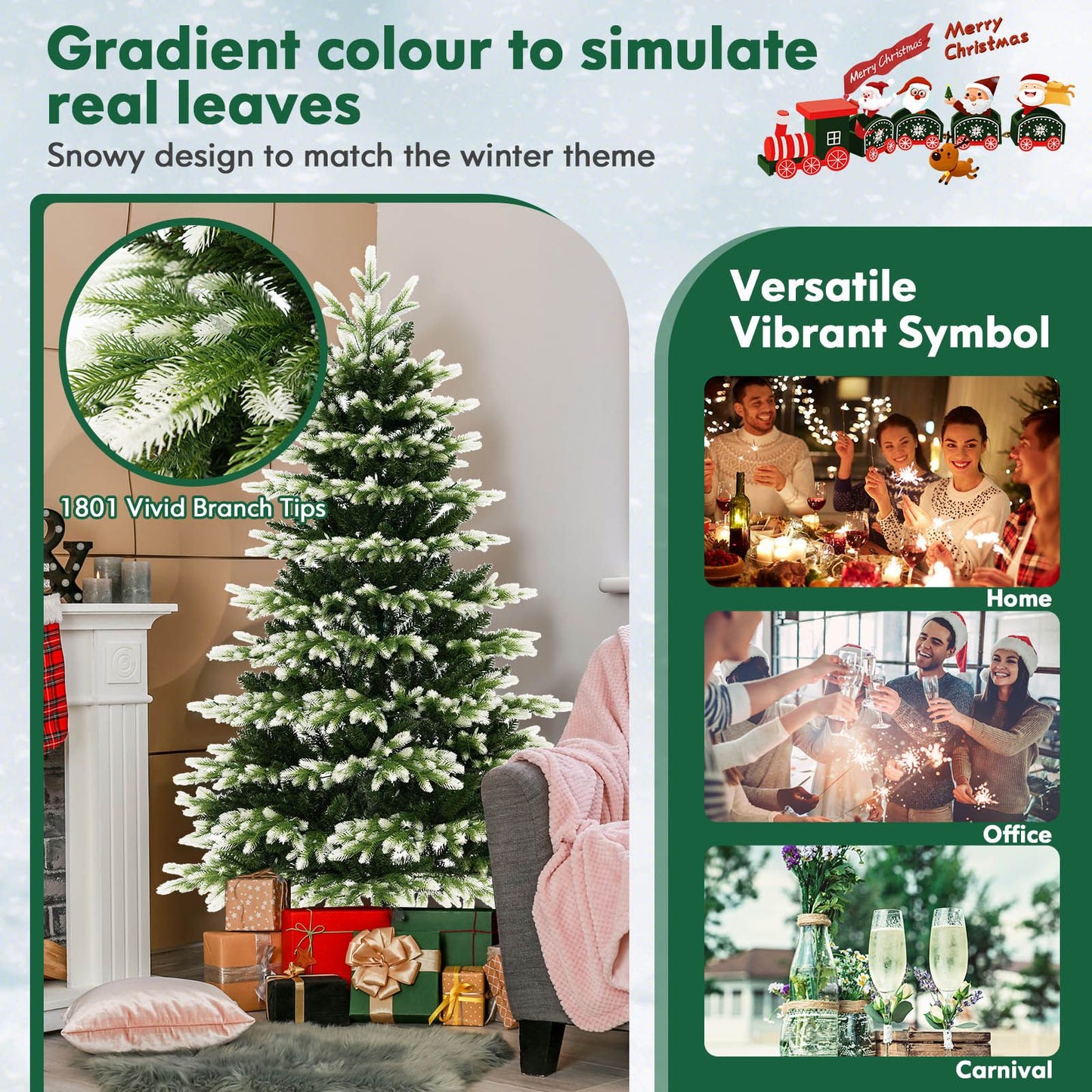 Stunning 180 cm Hinged Artificial Christmas Tree with 350 Brilliant LED Lights
