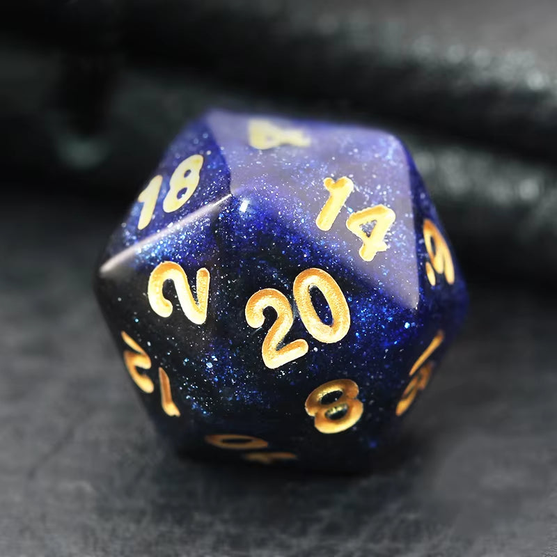 Elevate Your Gaming Experience with the 7-Piece Black and Blue Starry Sky D&D Dice Set - Perfect for Dungeons & Dragons and RPGs!