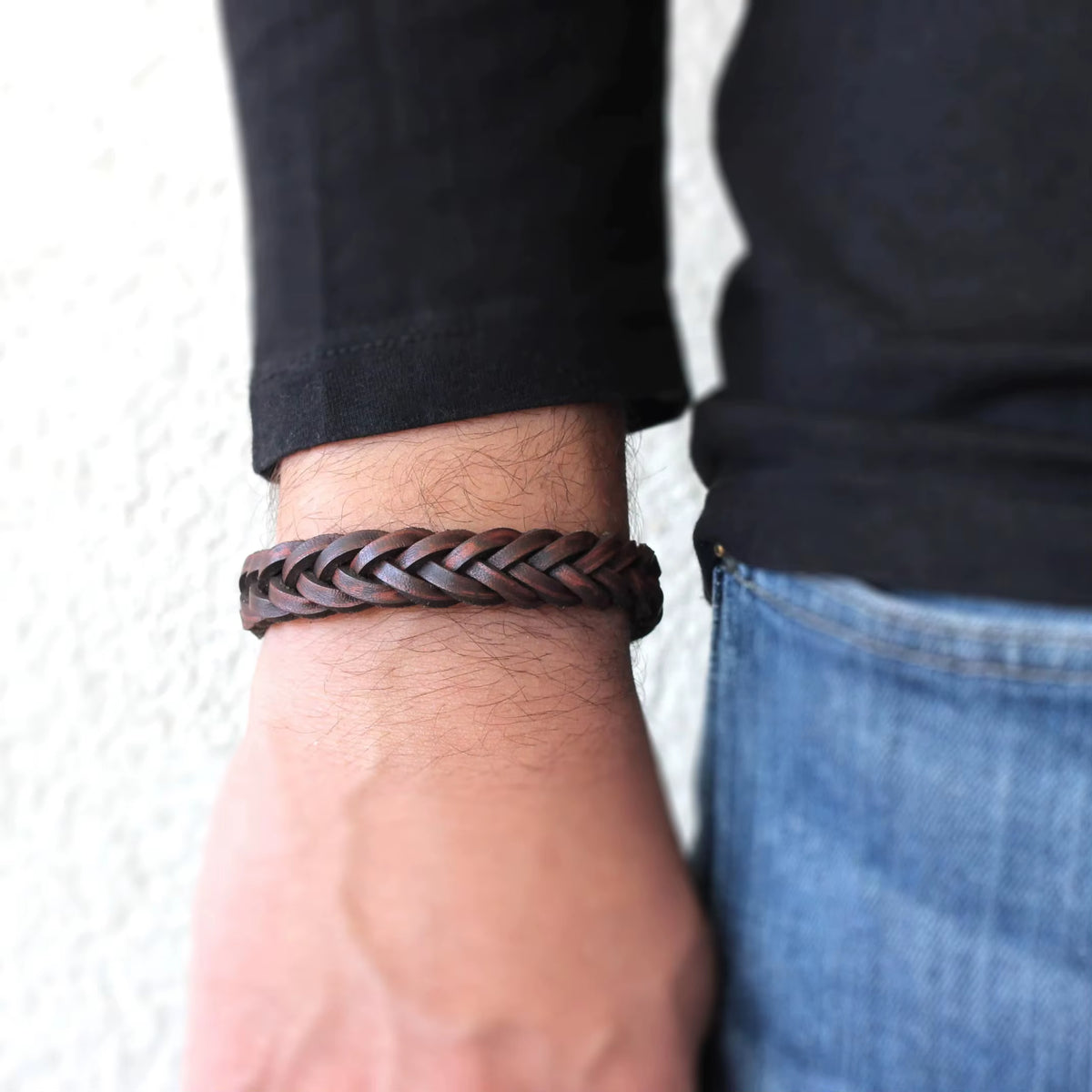 Braided Leather Bracelet Men, Rustic Leather Mens Bracelet, Gift for Him, Birthday Gift, Mens Leather Jewelry, 1Pc