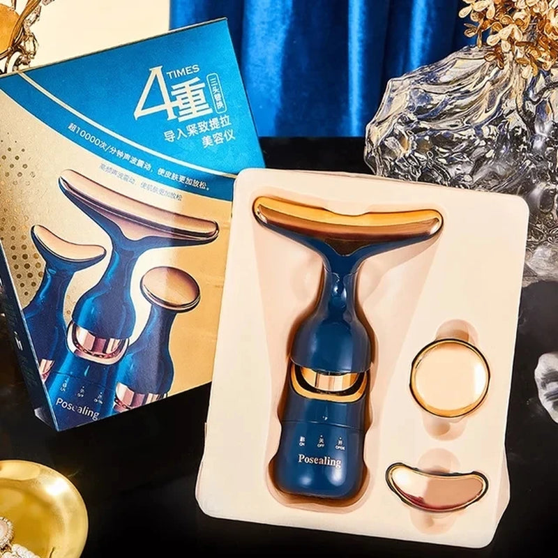 Rejuvenate Your Skin: 3-in-1 EMS Facial Lifting Device for Neck, Face & Eyes - Anti-Aging Massager for Youthful Glow