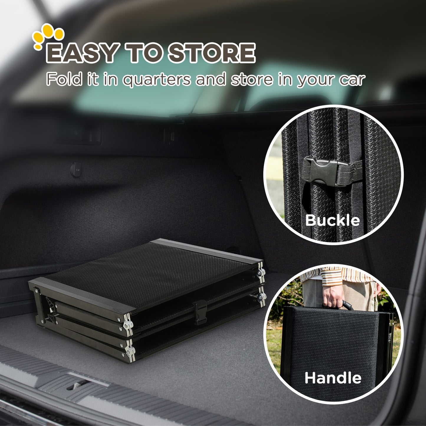 Folding Pet Ramp for XL Dogs W/ Non-Slip Surface, Portable Dog Ramp for Car