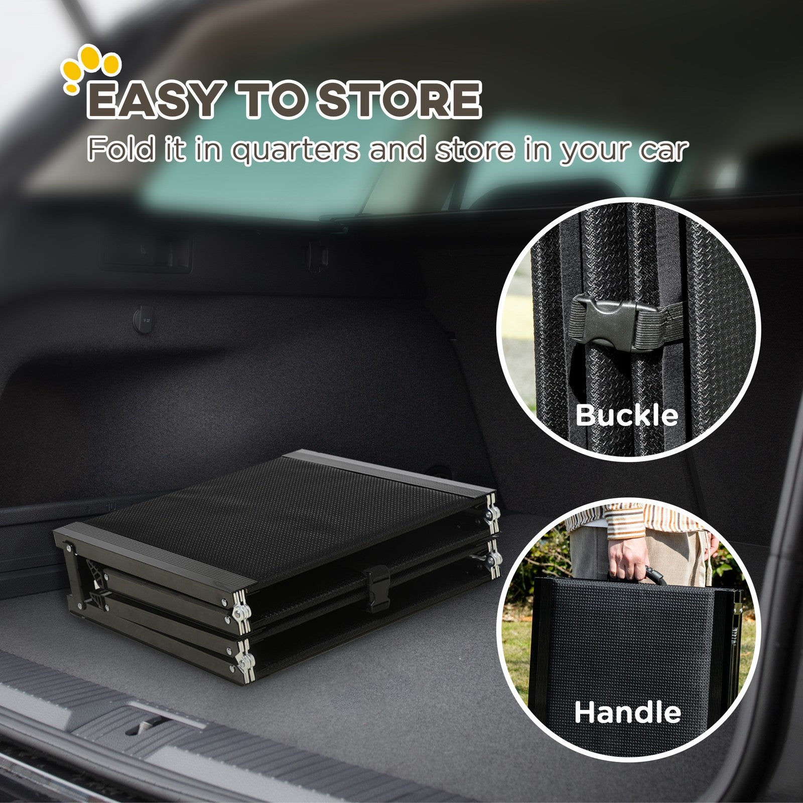 Folding Pet Ramp for XL Dogs W/ Non-Slip Surface, Portable Dog Ramp for Car