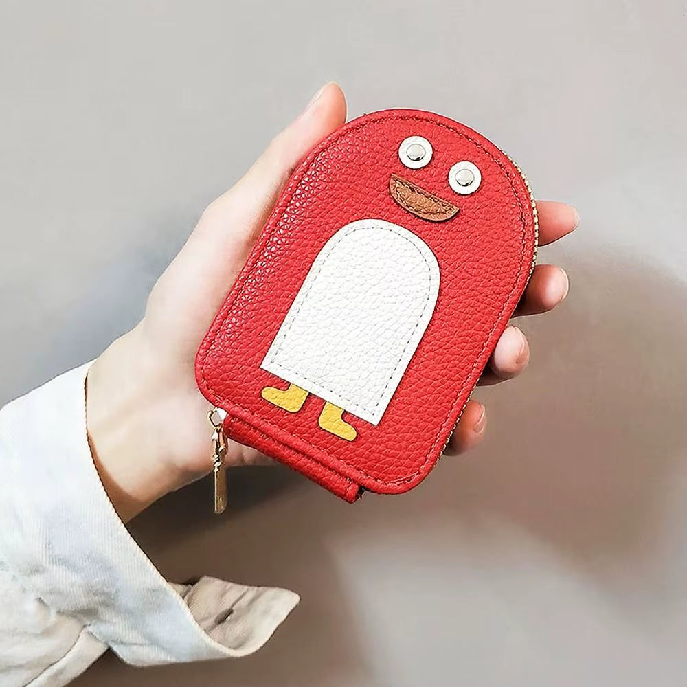 Cute Cartoon Penguin Credit Card Holder Organ Style PU Coin Purse Multi-Card Business Card Holder