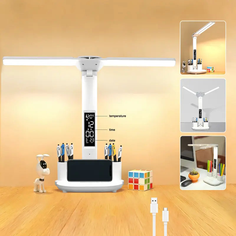 Double-Head Foldable LED Desk Lamp for your Home office, bedroom or study area