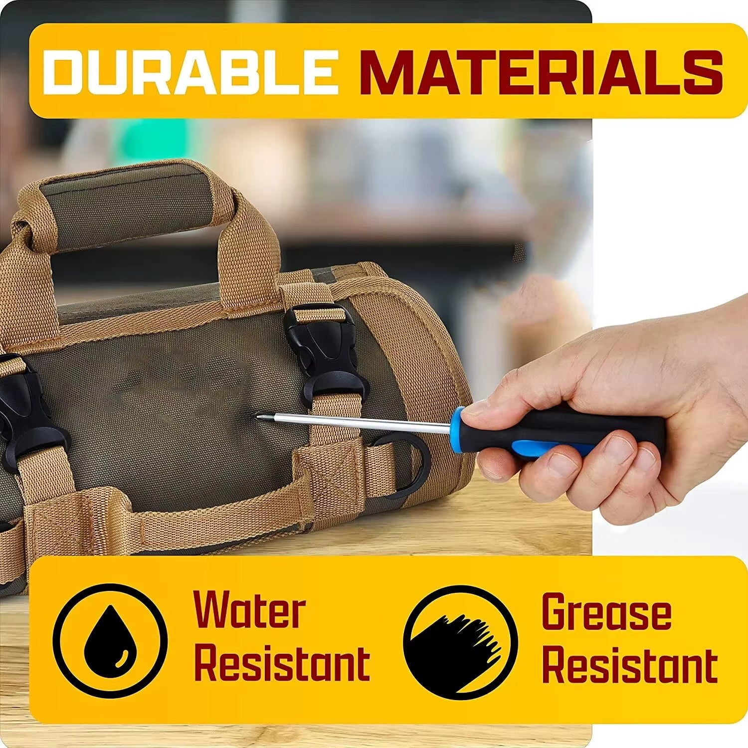Professional Multi-Pocket Waterproof Tool Bag - Versatile Rolled Storage for Pliers, Wrenches, and More