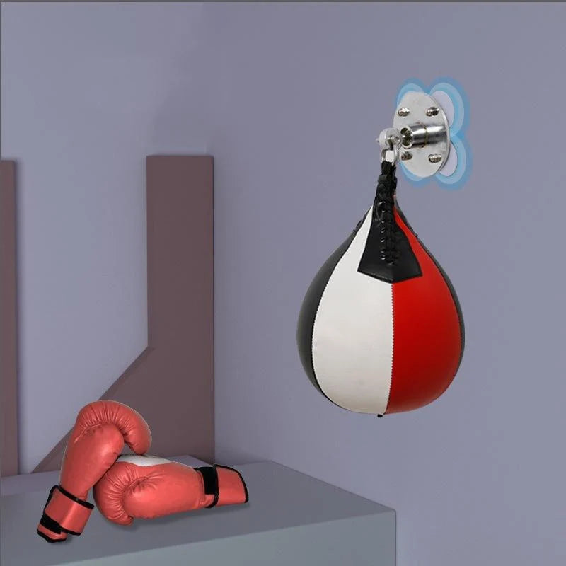 Black and White Suspended Pear Shaped Speed Ball for Boxing Red