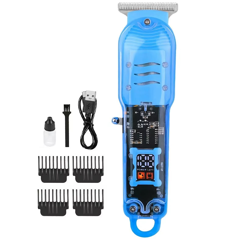 Professional Transparent Body Electric Hair Clipper - USB Rechargeable Trimmer for Men, Perfect Holiday Gift!